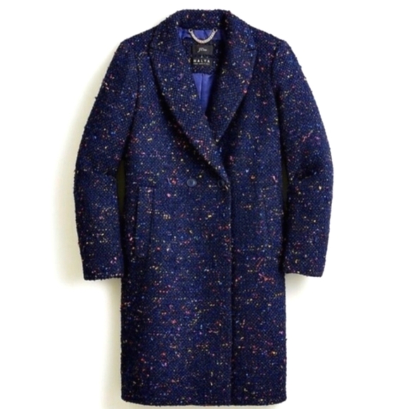 J.Crew Italian Tweed Daphne Nalya Topcoat Navy Boucle Fall Coat 00 - Picture 1 of 16